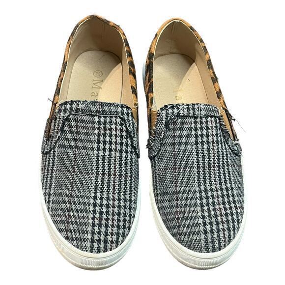 Mata Animal Print Plaid Raw‎ Edge Slip On Platform Shoes Women Size 7.5 - Picture 5 of 13